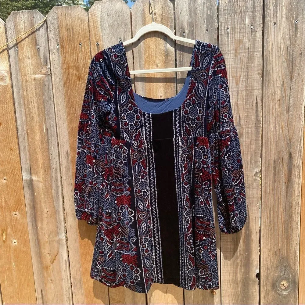 Free People Stretch velvet Oh so easy babydoll dress